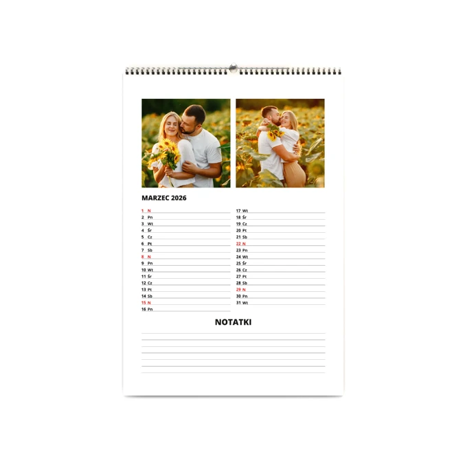 Fotokalendarz rodzinny notatnik wiszący A4 z Twoimi zdjęciami