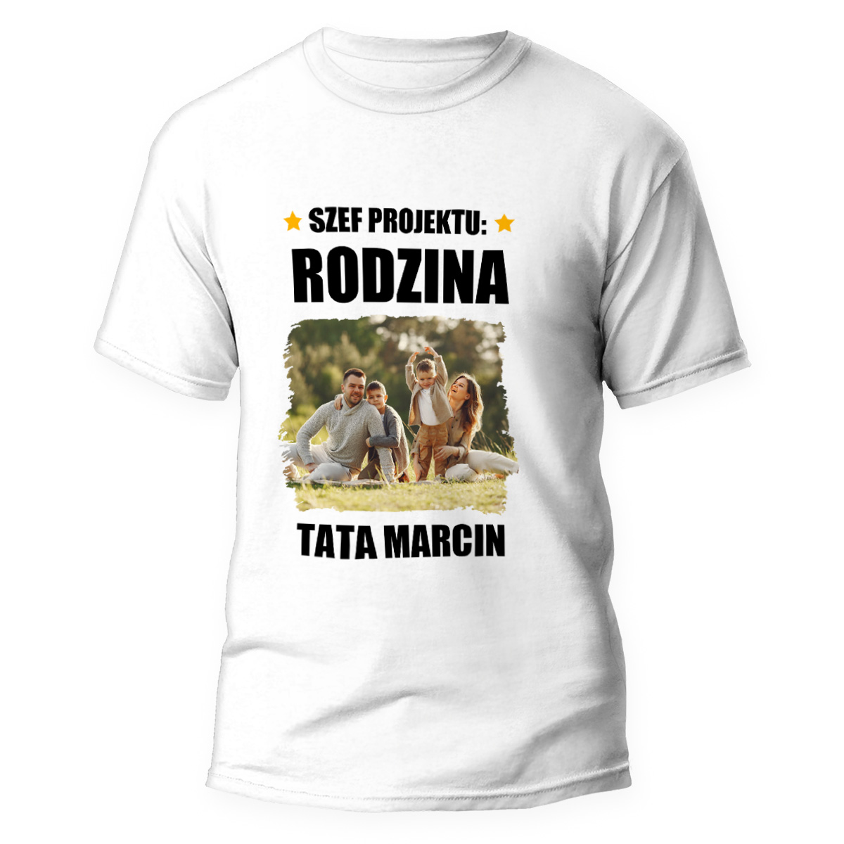Koszulka ze zdjęciem dla taty na Dzień Taty prezent biała męska rozm. 3XL