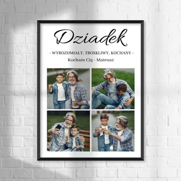Plakat ze zdjęć kolaż prezent dla Dziadka na Dzień Dziadka 50x70 cm