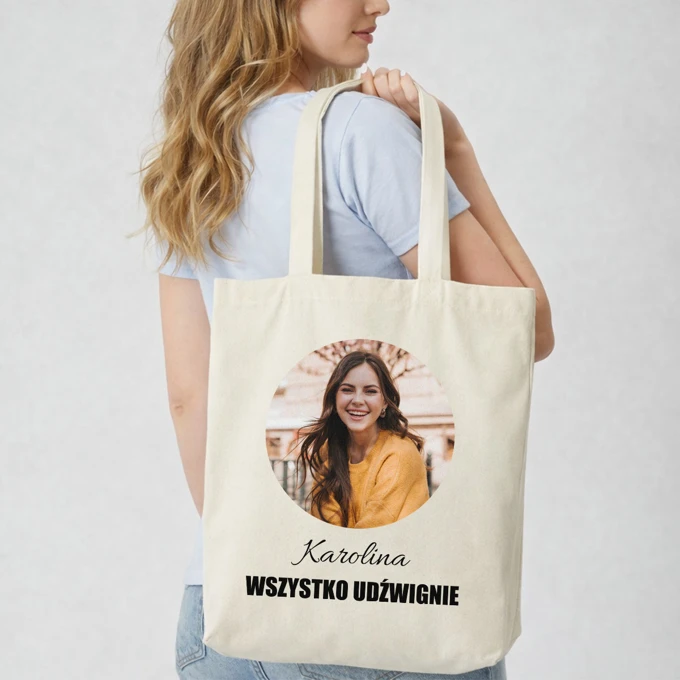 Torba na zakupy z Twoim zdjęciem imieniem