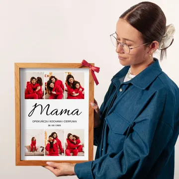 Fotokolaż Cechy Mamy personalizowany obraz na płótnie w drewnianej ramie na Dzień Matki