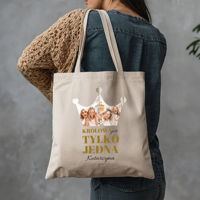 Torba z Twoim zdjęciem zabawnym nadrukiem na prezent dla Mamy Babci Przyjaciółki