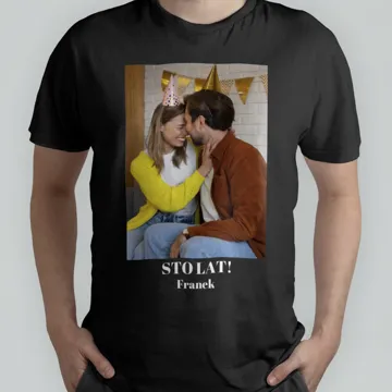 Koszulka z własnym nadrukiem zdjęciem personalizowana męska czarna rozm. XL