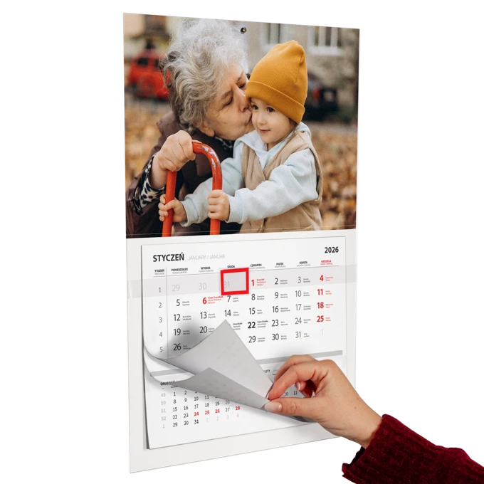 Prezent na Dzień Babci i Dziadka foto-kalendarz ścienny A3+