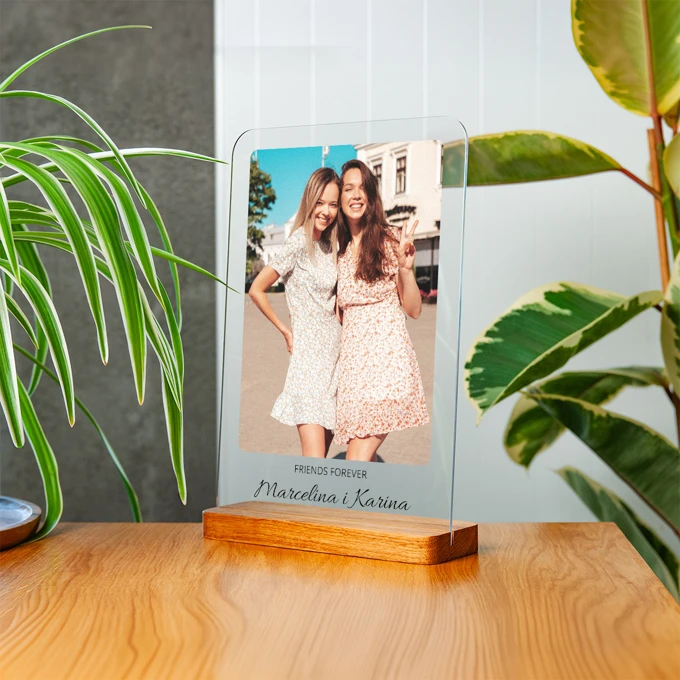 Statuetka podziękowanie dla przyjaciółki ze zdjęciem na szkle akrylowym  A4