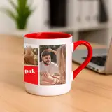 Personalizowany kubek z Twoich zdjeć na prezent dla chłopaka czerwone wnętrze