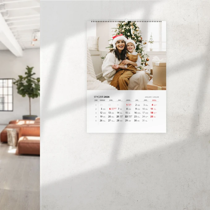 Personalizowany kalendarz ze zdjęciami 13 kartkowy na spirali prezent na święta A4