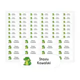 Naklejki wodoodporne imienne do przedszkola krokodyl arkusz 58 sztuk