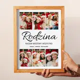 Fotoobraz na płótnie Rodzina własny tekst imiona kolaż zdjęć w drewnianej ramie 30x40 cm