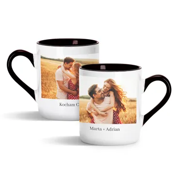 Personalizowany kubek ze zdjęciem podpisem czarny środek i uchwyt