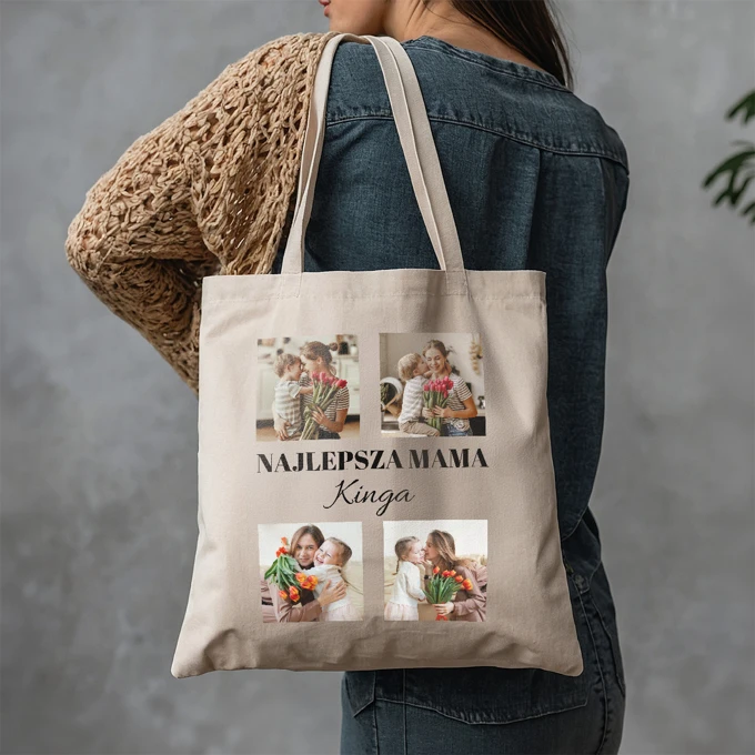 Bawełniana torba na prezent dla Mamy ze zdjęciami