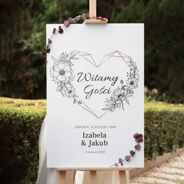 Tablica powitalna na wesele dla gości własny tekst imiona na płótnie