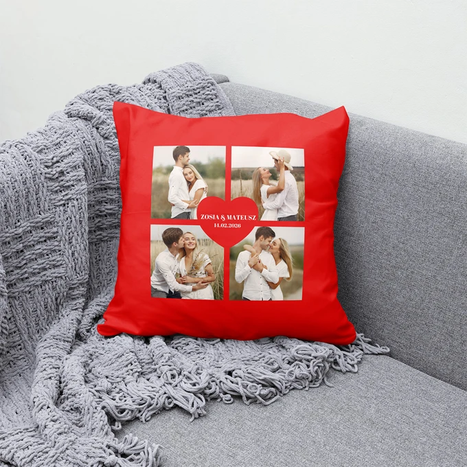 Poduszka dla Zakochanych Wasze Zdjęcia z Datą i Podpisem