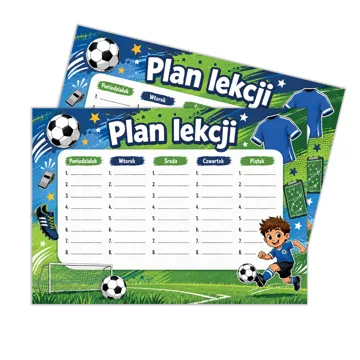 Plan lekcji duży A4 dla chłopca piłkarz - zestaw 2 sztuki