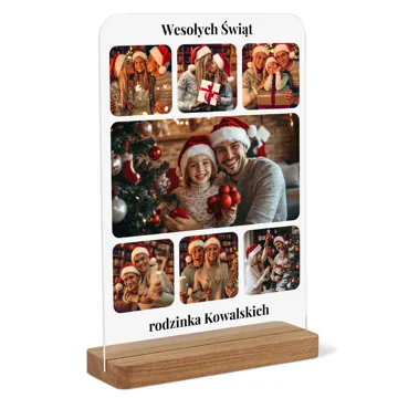Personalizowany prezent świąteczny druk na szkle kolaż zdjęć ramka A4