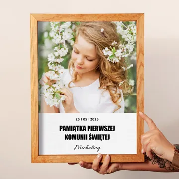 Personalizowany obraz ze zdjęciem w drewnianej ramie pamiątka prezent 30x40 cm