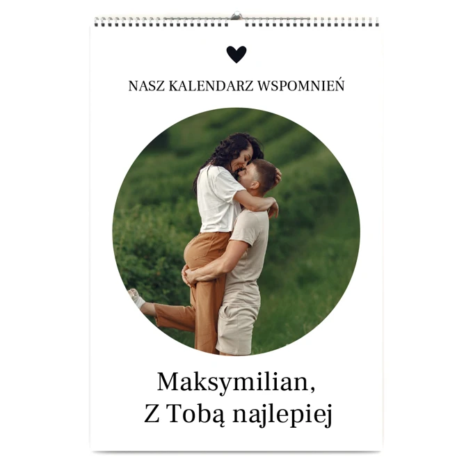 Kalendarz ścienny ze zdjęciami na prezent dla pary zakochanych A3 na spirali