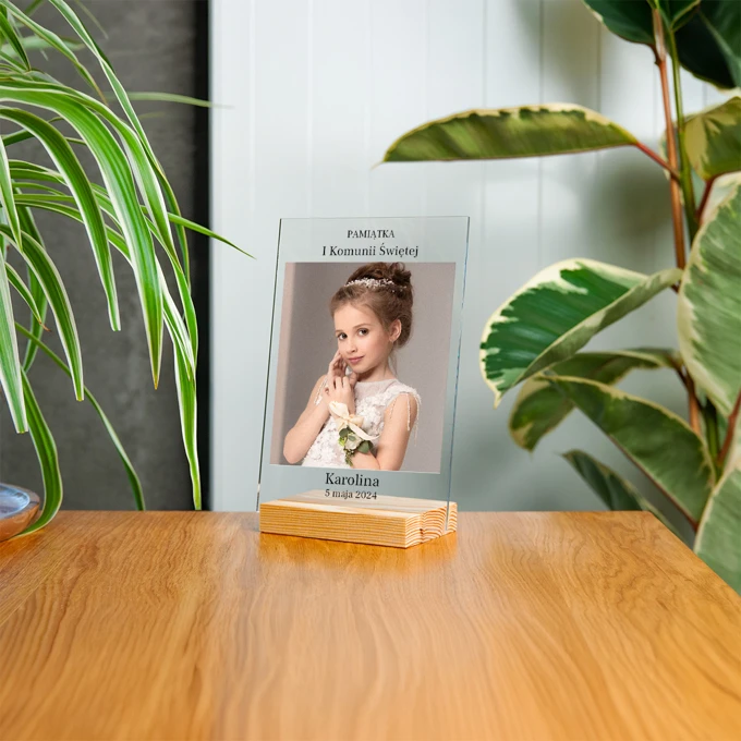 Zdjęcie na szkle z komunii ramka ze zdjęciem prezent pamiątka komunijna A5