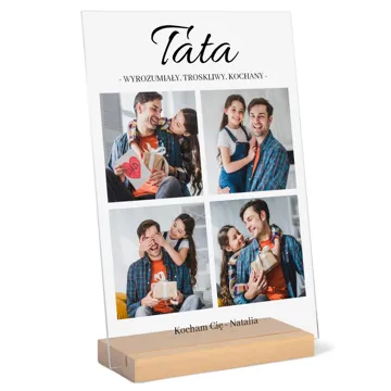 Zdjęcie na szkle dla Taty statuetka z dedykacją 21x30 cm