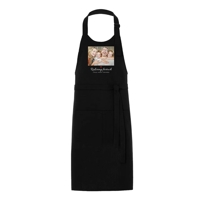 Fartuch kuchenny dla całej rodziny ze zdjęciem własnym tekstem