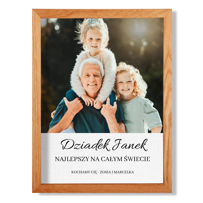 Najlepszy Dziadek na Świecie zdjęcie w ramie personalizacja imieniem prezent dla dziadka obraz 30x40 cm