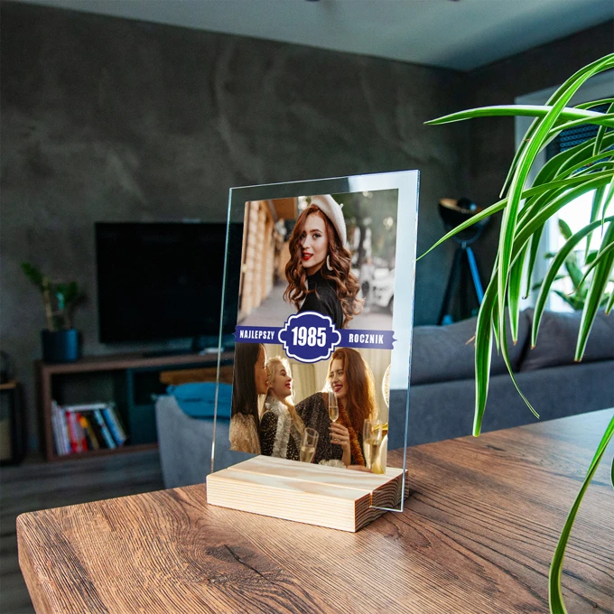 Zdjęcie na szkle akrylowym z dedykacją najlepszy rocznik 15x21 cm