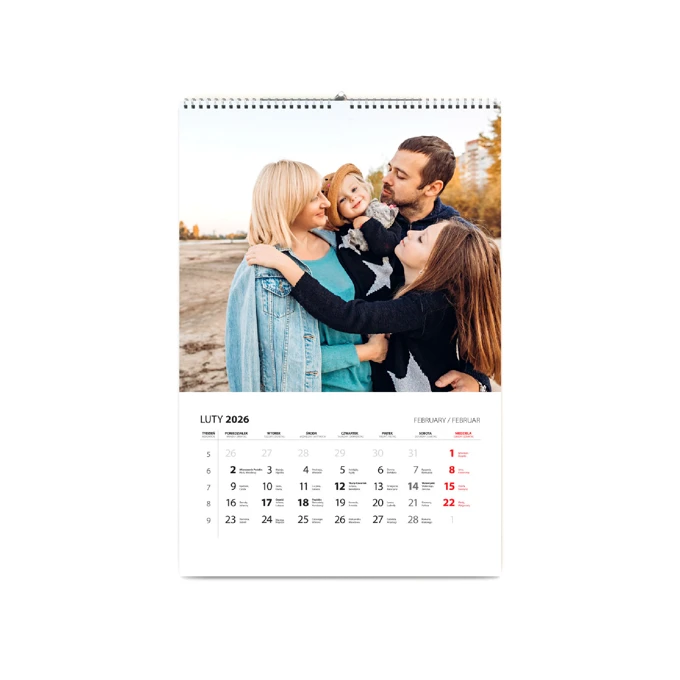 Personalizowany kalendarz ze zdjęciami na 2026 rok ścienny 13 stron na prezent A4