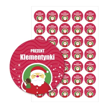 Naklejki na prezenty z Mikołajem własny tekst