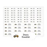 Naklejki imienne zestaw 58 sztuk wodoodporne traktor