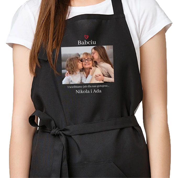 Personalizowany fartuch kuchenny Prezent na Dzień Babci ze zdjęciem od wnuków