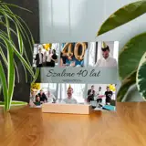 Wydruk na szkle akrylowym statuetka ze zdjęć prezent na 40 urodziny czterdziestkę 21x15 cm