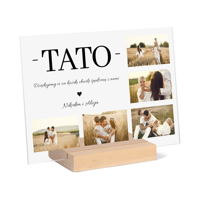 Druk na szkle akryklowym dla Taty prezent na Dzień Ojca z kolażem zdjęć