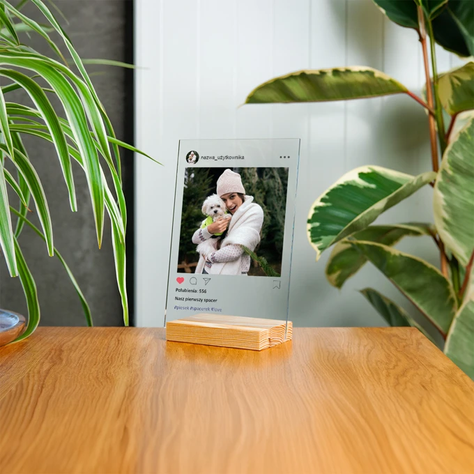 Zdjęcie na szkle ramka ze zdjęciem na szkle akrylowym Instagram 15x21 cm