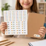 Naklejki z imieniem imienniki na przybory arkusz 58 sztuk emoji serce