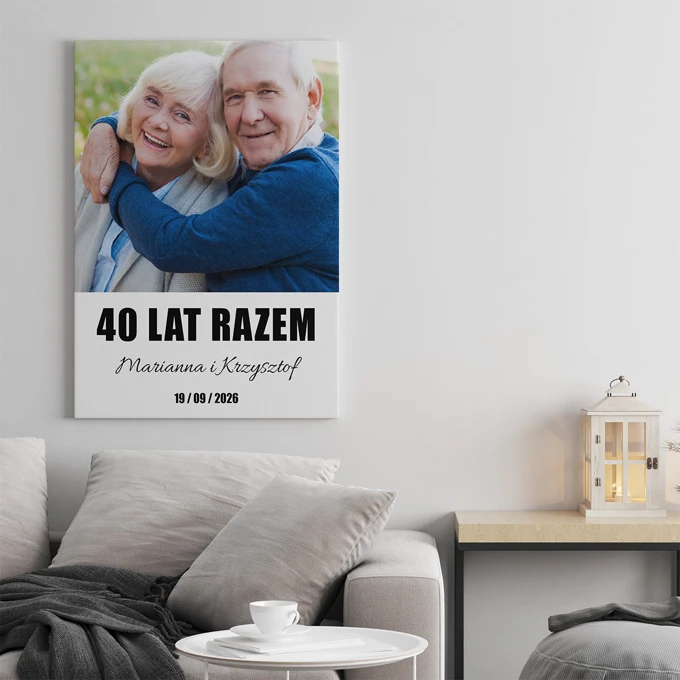 Obraz ze zdjęcia na płótnie 30x40 cm personalizowany prezent na 40 rocznicę ślubu