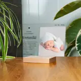 Personalizowana pamiątka chrztu statuetka ze zdjęciem 21x15 cm