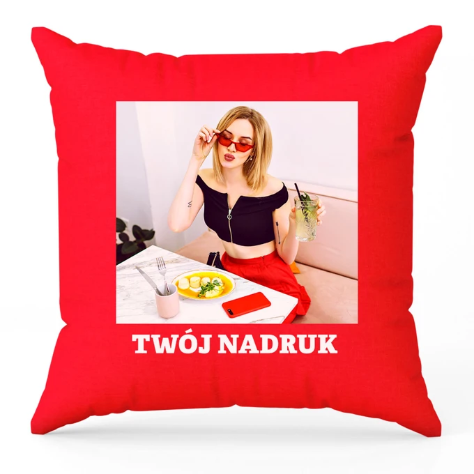Poduszka z Twoim zdjęciem nadrukiem czerwona