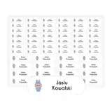 Naprasowanki imienne na ubrania szkolne dla dzieci 58 sztuk potworek niebieski