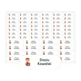 Wodoodporne naklejki imienne na przybory szkolne metki strażak arkusz 58 sztuk