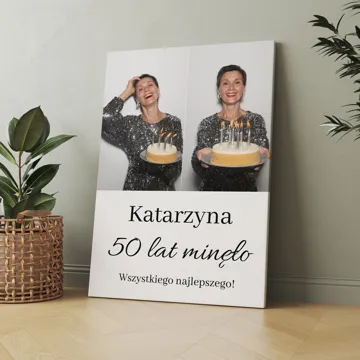 Prezent na pięćdziesiątkę 50 lat minęło obraz na płótnie ze zdjęć 30x40 cm
