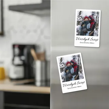 Świąteczny magnes ze zdjęciem i podpisem 7x10 cm wykończenie matowe