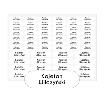 Naklejki imienne imienniki na przybory szkolne wodoodporne metki 58 sztuk