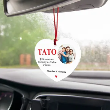 Zawieszka do auta dla Taty na prezent od dzieci ze zdjęciem i własnym tekstem
