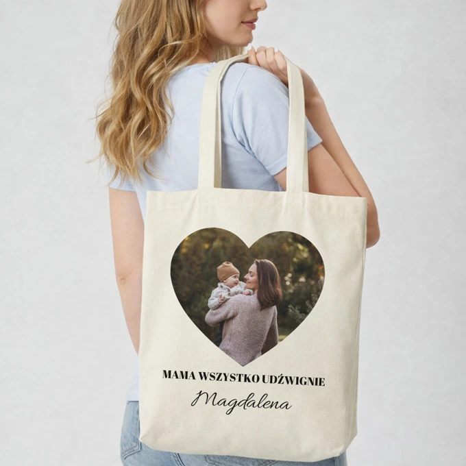 Prezent dla mamy personalizowana torba ze zdjęciem własnym nadrukiem