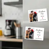 Magnes na Walentynki ze zdjęciem podpisem dla zakochanych na prezent 7x10 cm wykończenie matowe