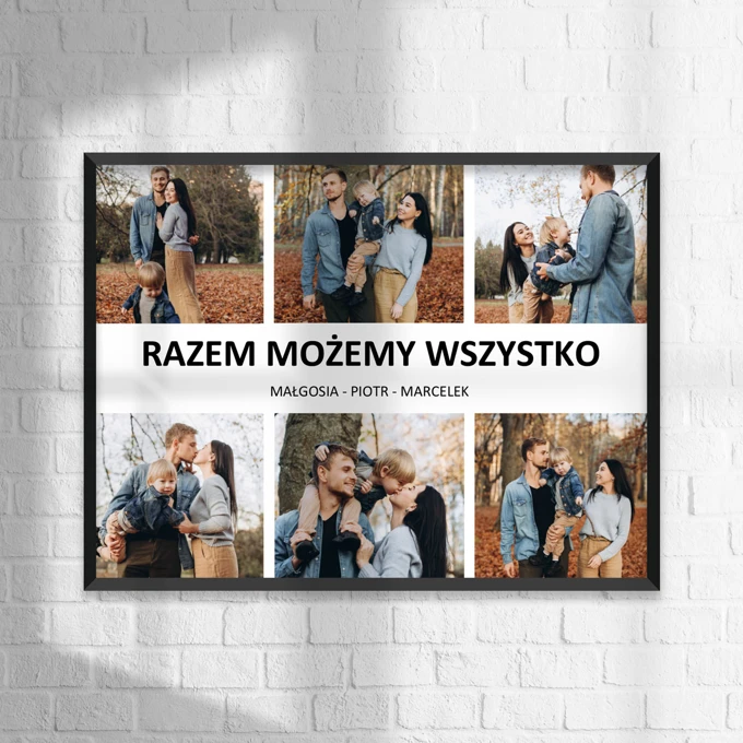 Plakat kolaż ze zdjęć Rodzina personalizacja imiona 50x70 cm