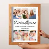 Prezent dla Dziadków kolaż zdjęć w ramie fotoplakat z dedykacją 30x40 cm