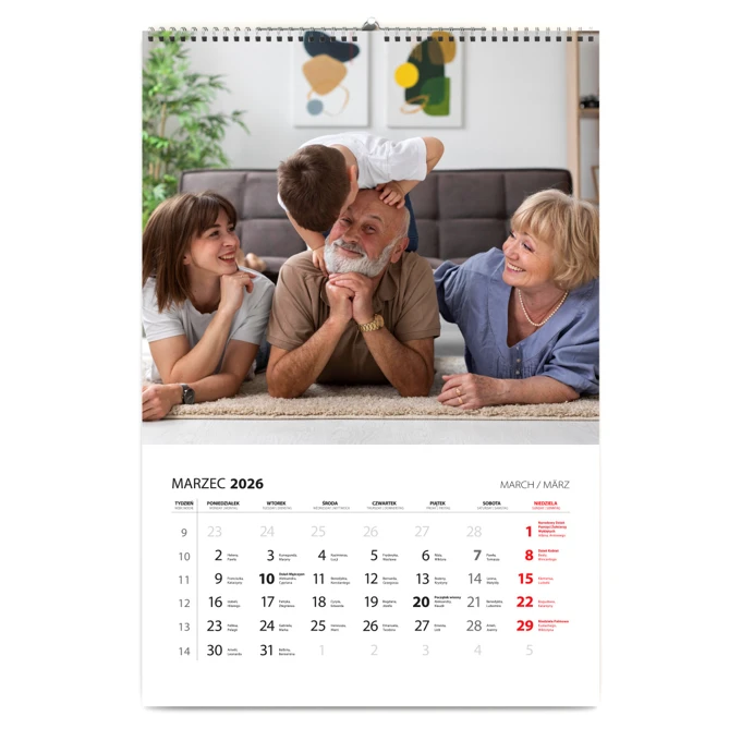 Fotokalendarz na prezent dla Dziadków 13-stronicowy duży format A3+ Twoje zdjęcia
