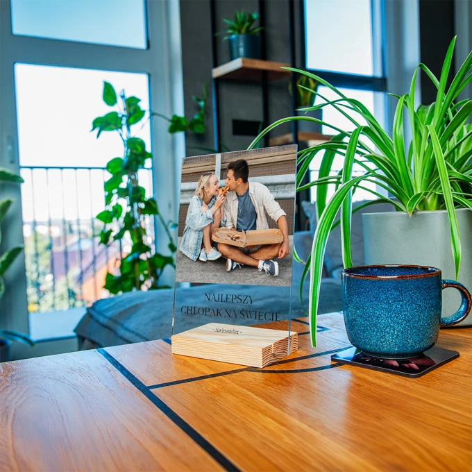 Personalizowany prezent na Dzień Chłopaka zdjęcia na szkle ramka 15x21 cm