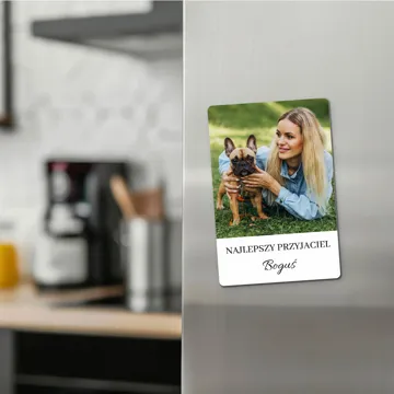 Magnes ze zdjęciem Twojego psa dowolny tekst personalizacja 10x15 cm wykończenie matowe